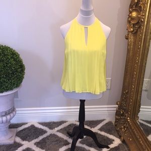 J. Crew - yellow pleated blouse.
